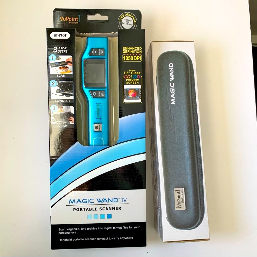 New Sealed VuPoint ST470T Magic Wand IV Portable Scanner Blue bundled w/ case.